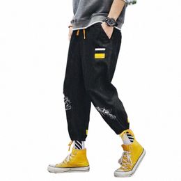 harem Jeans Men Ankle-length Denim Fi Korean Style Students All-match Fray Daily Trousers Hole Ripped Retro Vintage Male g9ea#