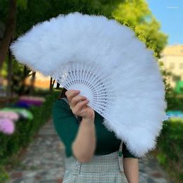 Decorative Figurines Hand-Made Portable Feather Wedding Fans White Round Bridal Hand Fan Custom Chinese Style Decoration Dance