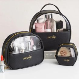 Netizen Borsa per il trucco Borsa da viaggio in PVC di grande capacità da donna Borsa da viaggio piccola trasparente semitonda portatile in stile Ins