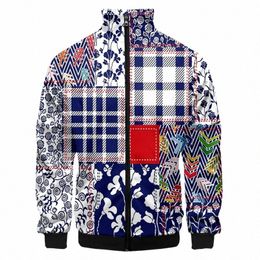 fi Men Luxury Style Blue PatternJacket Casual Sweatshirts Streetwear Man Loose Pullover Harajuku Printed Hoodie Coat Male X7cD#