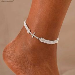 Anklets Luxury cross butterfly ankle bracelet suitable for women adjustable sparkling rhinestone trim 8-shaped ankle chain accessories fashionable jewelryL2403