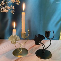 Candle Holders European Style Iron Candlestick Leaf Metal Decoration Bedroom Living Room And Wedding