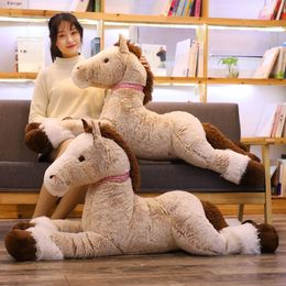 Arrive High Quality 90-120CM Horse Plush Toys Stuffed Animal Doll Boys Girls Birthday Gift Home Shop Decor Triver 240315