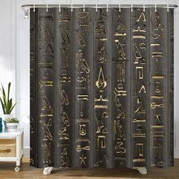 Ancient Egyptian Shower Curtain Hieroglyphics Alphabet Symbols Cool Egypt Letters Drawing Bathroom Polyester Fabric Bath 240328