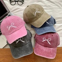 Ball Caps Korean Female Baseball Cap Bow Embroidered Spring And Summer Sunscreen Cute Sweet Outdoor Woman's Hats