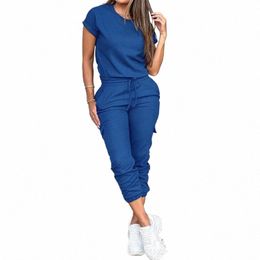 two Piece Sets O-neck Top Y2K Autumn Tshirt Tops Women Leisure Solid Colour Cargo Pants Suits Multi-Pocket Workwear Pants a6zR#