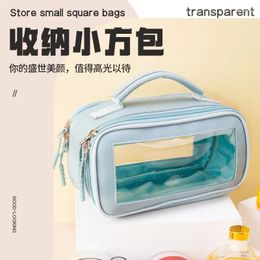 Cosmetic Bags Lady Small Travel Transparent Vanity Case Make Up Organiser Toiletry Wash Bag Women Clear PVC Window Leather Box