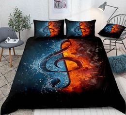 Bedding Sets 3D Colourful Musical Note Set Guitar Pattern Duvet Cover With Pillowcase Comforter Quilt Home Textiles Bedclothes