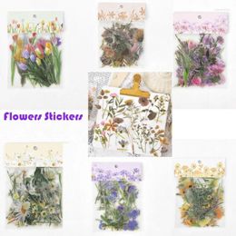 Window Stickers 40pcs/pack Sticker Label Lovely Floral Flower Scrapbooking DIY Handbook Decoration For Diary Bottle Phone Stationery