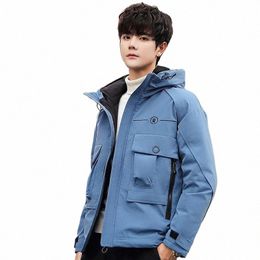 winter New Men's Duck Down Warm Simplicity Jacket Fi Casual Hooded Outdoor All-Match Thickened Trend Coat Brand Clothes p7PL#