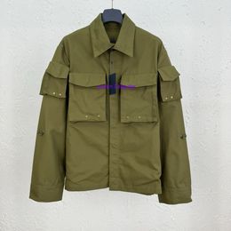 9A Designer jacket trendy high street cotton casual long sleeved men's jacket breathable top letter print men's and women's rivet work shirt jacket