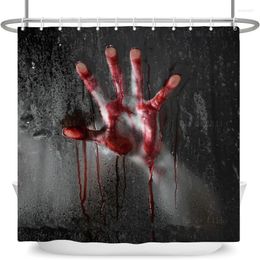 Shower Curtains Scary Devil Nun Splashes Of Blood Grunge Style Halloween Theme Horror Bloody Hands Black Curtain For Party Decor
