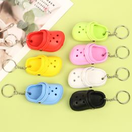 Creative Personalised Mini PVC Soft Rubber Slippers Keychains Pendant Car Bag Beach Hole Shoe Keychain Jewellery In Bulk