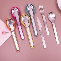 Tea Scoops Portable Stainless Steel Knife Fork Spoon Tableware Set Outdoor Picnic Travel Three Piece