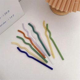 Drinking Straws Glass Pipette High Borosilicate Heat-resistant Creative Tableware Milk Beverage Straw Three-way Curved Shape Large