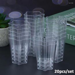 Disposable Cups Straws 20Pcs Mousse Cake Dessert Clear Plastic Drink Wine Cup For Wedding Party Pentagram Supplies
