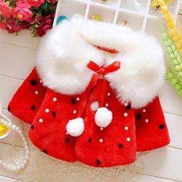 Down Coat 2024 Girls Thickened Warm Cloak Jacket Children's Clothing Red Fur Collar Baby Sweet Girl Clothes Winter