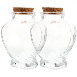 Storage Bottles 2 Pcs Wishing Bottle Terrarium Container Origami Paper Glass Containers With Lids Heart-shaped