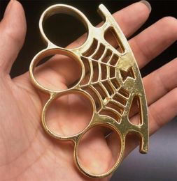 Spider Web Shape Metal Brass Knuckle Duster Four Finger Tiger Fingers Outdoor Security Pocket Backpack EDC Tool7210145