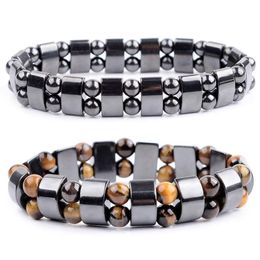 Bangle Nature Yellow Tiger Eye Hematite Beads Bracelet Therapy Health Care Magnet Men's Jewellery Charm Bangles Gifts For Man320D