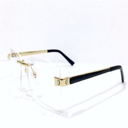 New fashion design optical glasses 0105 square frame rimless transparent lens classic simple and business style eyewear189s