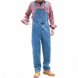 bib Overalls For Man Suspender Pants Men's Jeans Jumpsuits High Street Distred 2020 Fi Denim Male Plus Size S-3XL D57C#