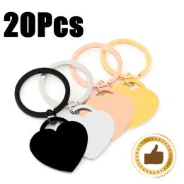 Tags 20pcs Stainless Steel Personalised Pet Blank ID Tag Heart Pendant Metal Keyring Nameplate Collar Accessories