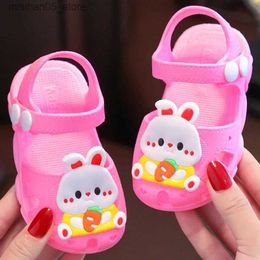 Sandals Cartoon Rabbit Sandals Summer Baby Shoes Family Anti slip Baby Sandals Soft Sole Beach Childrens Shoes Q240328