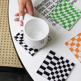 Mugs Ins Acrylic Lattice Square Decoration Nordic Heat Resistant Coffee Cup Mat Dining Kitchen Table Accessories