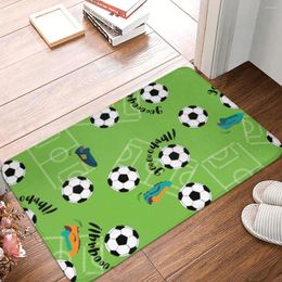 Bath Mats Green Football Field Goal Mat Sport Bathroom Carpet For Shower Home Entrance Anti Slip Velvet Floor Non Toilet Pad