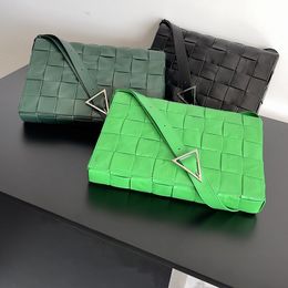 Luxury Women Cassette Flap Bag Mirror Quality Designer Crossbody Bags Black Green Intrecciato Calfskin Sliver hardware Lady Large Handbag Purse