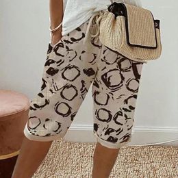 Women's Pants 2024 Spring Tie-up High Waist Knee Retro Pattern Print Harajuku Pant For Women Summer Casual Pocket Straight Trouser Mujer