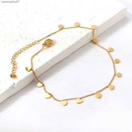 Anklets Exquisite romantic heart-shaped tassel ankle bracelet stainless steel gold fashionable trend BFF beach foot Jewellery Valentines Day giftL2403