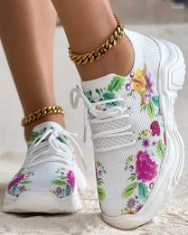 Casual Shoes Sneakers Women' S Floral Grapes Print Lace-up Breathable Sports