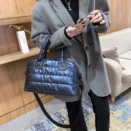 Shoulder Bags Women Quilted Lattice Handbag Casual Female Nylon Shopping Bag Winter Puffer Retro Crossbody Solid Colour