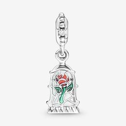 100% 925 Sterling Silver Enchanted Rose Dangle Charm Fit Original European Charms Bracelet Fashion Women Wedding Engagement Jewelr314S