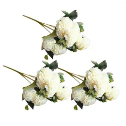 Decorative Flowers 3PCS Mini Simulation Chrysanthemum Bouquet Artificial Silk Flower Bunch Decorations