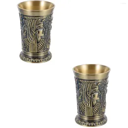 Wine Glasses 2 Pack Egyptian Style Glass Alloy Cups Cocktail Coupl Vintage Stylish Creative