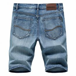 2023 Summer Shorts Jeans Men Denim Pants Stretch Dark Blue Fi Design Men's Jeans Slim Straight Male Short Jeans Hombre z2mv#