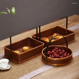 Teaware Sets Large Paint Rattan And Bamboo Weaving Cabas Tea Set Storage Box Antique Food Container Mid-Autumn Moon Cake Gift Basket