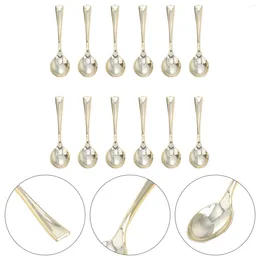 Disposable Flatware Mini Spoons Cake Desserts Ice-cream Party Cutlery For Home Shop Golden