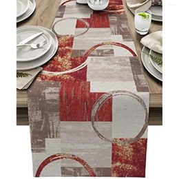 Table Cloth Abstract Geometry Linen Runners Kitchen Dining Party Decor Washable For Wedding Decorations