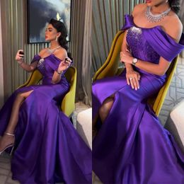 Party Dresses Exquisite Off-the-shoulder Mermaid Sweep/Brush Evening Sequin Satin Formal Occasion Gown Vestidos Para Mujer Elegantes