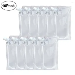 Storage Bags 10pcs Plastic For Hiking Camping Liquor Pouch Flask Drinking Flasks Leakproof Clear Foldable Reusable Water Bag