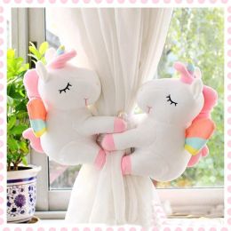 Accessories 2PCS Unicorn Curtain Holder Kids Room Decoration Plush Toys Decorative Curtain Tieback Buckle Clips Hanging Ball Buckle Tie Back