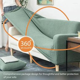 Chair Covers Solid Colour Jacquard Sofa Cover For Living Room 1/2/3/4 Seater Elastic L-Shaped Corner Protector Washable