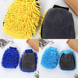 Upgrade Car Washing Gloves Double-Sided Microfiber Washable Car Care Cleaning Gloves Cleaning Cloth Towel Mitt Car Accessories