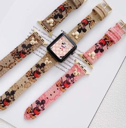 fashion designer luxury Strap for apple 38mm 40mm 42mm 44mm 45mm iwatch 2 3 4 5 6 7 watch bands Leather Bracelet Stripes watchband5586117