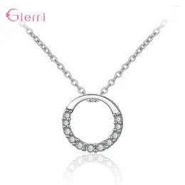 Chains Fashion 925 Sterling Silver Shiny Round Cubic Zirconia Pendant Necklace Good Quality Wedding Jewelry Necklaces Big Sale