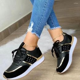 Casual Shoes Women's Sports Lace Up Outdoor Running Leather Panelled Shoe Thick Sole Womens Vulcanised Zapatos Mujer